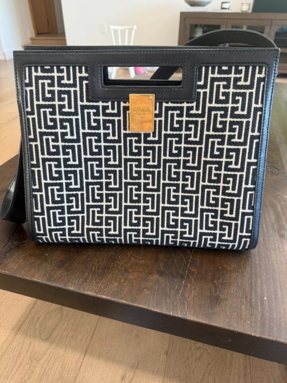 Balmain 1945 heritage monogram Jaquard Tote bag. Used a few times, exterior cond